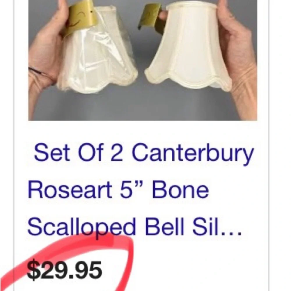NWT-3 CANTERBURY by ROSEART EGGSHELL LINED CHANDELIER/SCONCE SHADES - Picture 4 of 5